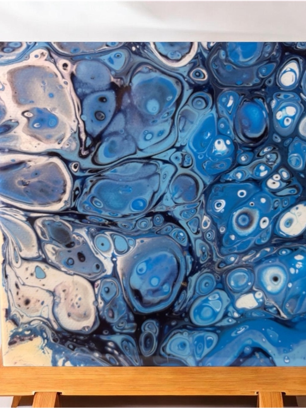 Contemporary Blue Abstract Fluid Art Canvas - Modern Wall Painting